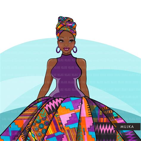 Kente African Dress Mix Black Woman Sublimation Designs Digital