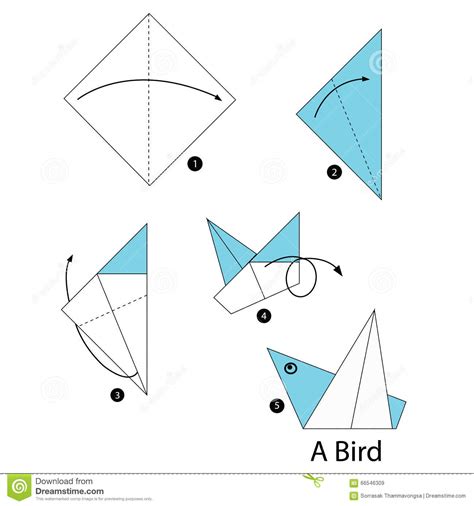 Step By Step Instructions How To Make Origami Bird Stock Vector