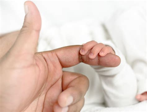 Newborn Baby Clasping The Mothers Finger Stock Photo Image Of Indian