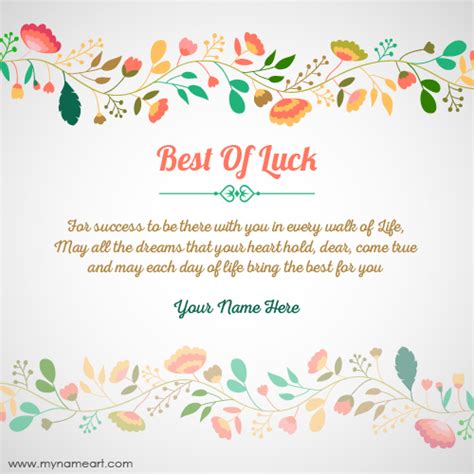 May luck be in your favor! Create Online Best Of Luck Greeting Card Myname