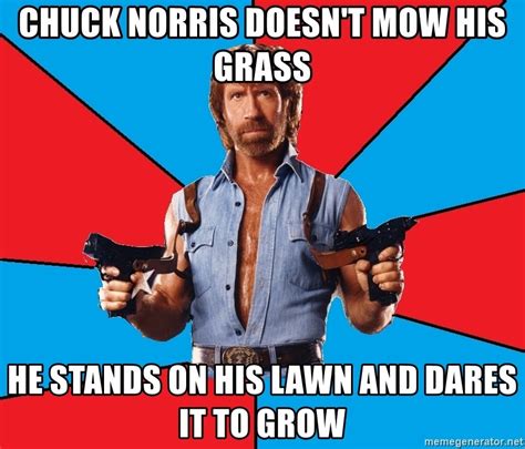 Chuck Norris Doesn T Mow His Grass He Stands On His Lawn And Dares It