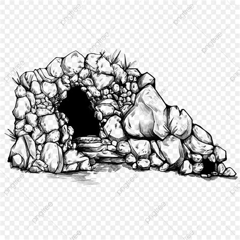 Cave Cartoon Png Transparent Black And White Cartoon Sketch Of Cave