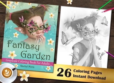 Rachel Mintz Stunning Fantasy Garden Coloring Book Beautiful Etsy