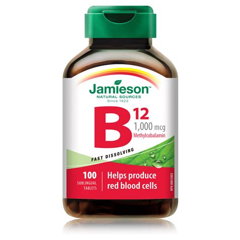 Jamieson Vitamin B12 1000 Mcg Sublingual Tablets Methylcobalamin 1