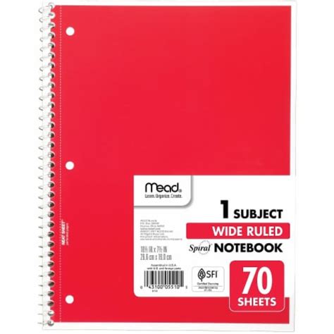 Mead 1 Subject Wide Ruled Spiral Notebook Assorted 105 X 8 In Ralphs