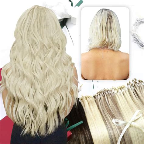 Moresoo Micro Link Hair Extensions Human Hair Bleach Blonde Micro Loop Hair E Ebay