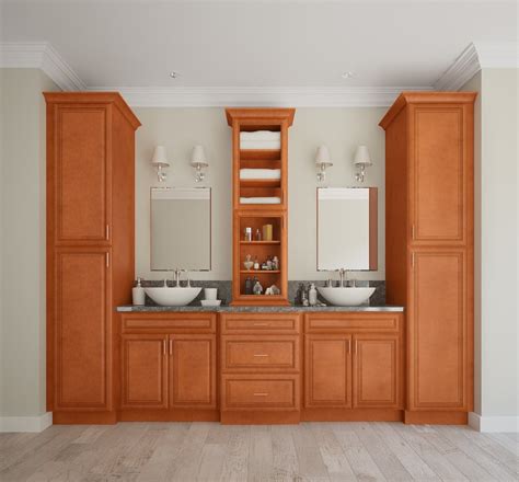 Clearly that's not the look i was going with them all attached, i was able to stand the vanity up and move it around as if it was one solid piece of furniture. Regency Spiced Glaze Pre-Assembled Bathroom Vanities - The ...