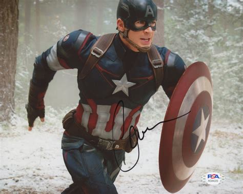 Chris Evans Signed Captain America 8x10 Photo Psa Coa Pristine Auction