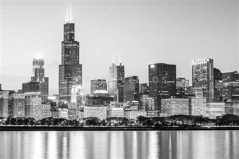 Image Chicago Skyline Black And White Photo Large Canvas