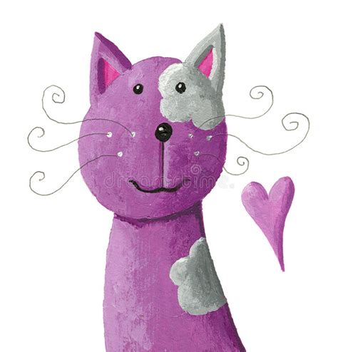 Cute Purple Cat Stock Illustration Illustration Of