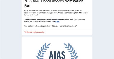 2022 Aias Honor Awards Nomination Form