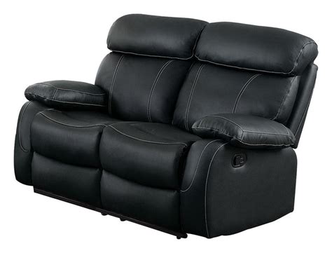Homelegance Pendu Double Reclining Love Seat In Black Leather The
