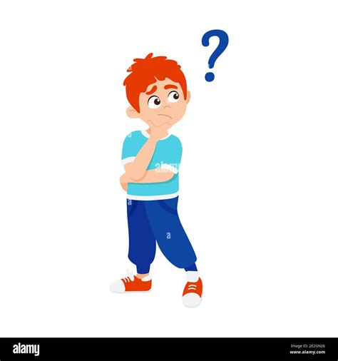 Little Boy Kid Asking Question Flat Style Design Vector Illustration