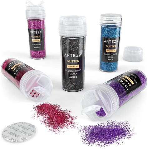 Neon And Holographic Glitter Shaker Jars Set Of 54 Arteza