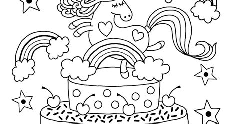 Cute Unicorn Cake Coloring Pages