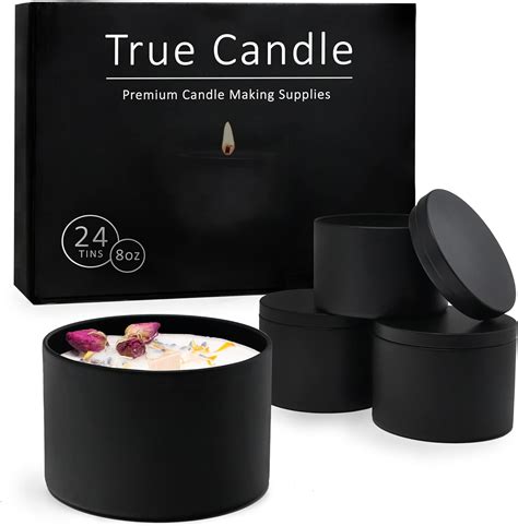 True Candle 24 All Black 8oz Candle Tins Edgeless Cylinder Design