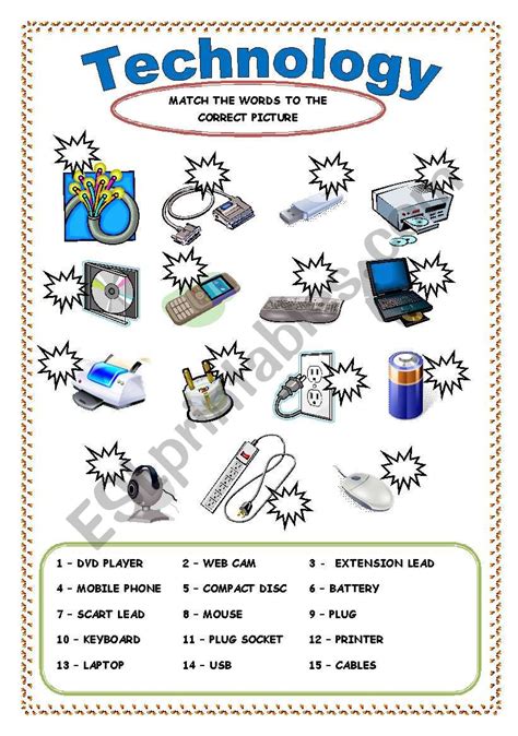 Technology Vocab Builder Esl Worksheet By Trixie1973