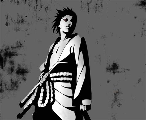 Poster Gambar Wallpaper Sasuke Uchiha Naruto Shippuden Black White