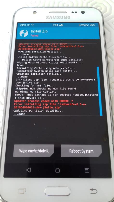 Solved Error 7 When Flashing E Rom On Samsung Galaxy J5 2015