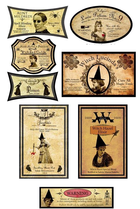 Apothecary Labels Witch Scrapbook Embellishments Diy Halloween Potion