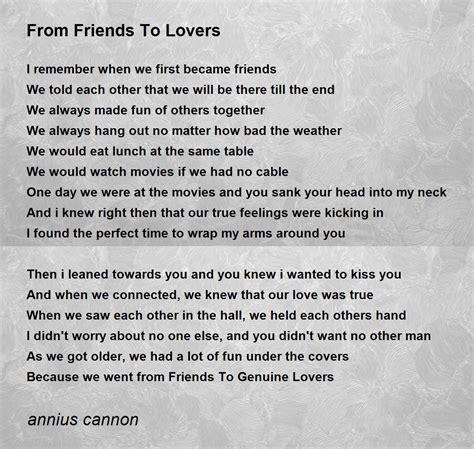 From Friends To Lovers From Friends To Lovers Poem By Annius Cannon