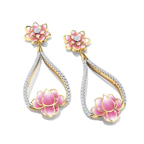 Buy Leafy Lotus Diamond Drop Earrings Online Caratlane
