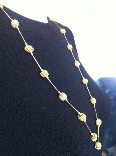 VINTAGE TRIFARI Gold Tone Chain And Ball Necklace 30 Inch Etsy