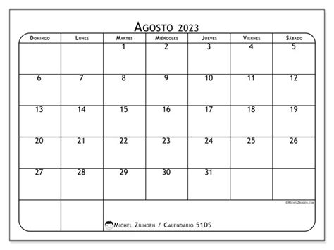 Calendario Agosto De 2023 Para Imprimir “47ds” Michel Zbinden Pr
