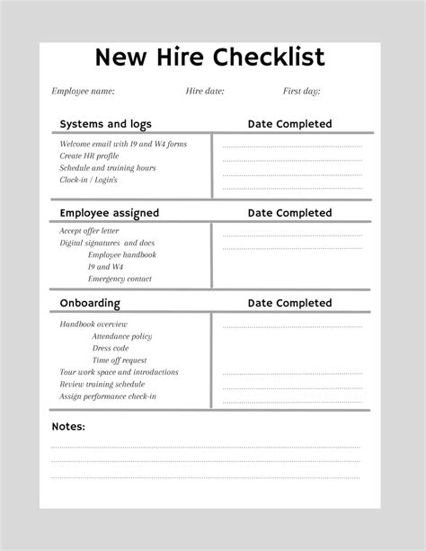 Printable New Hire Checklist Onboarding Checklist Manager Etsy