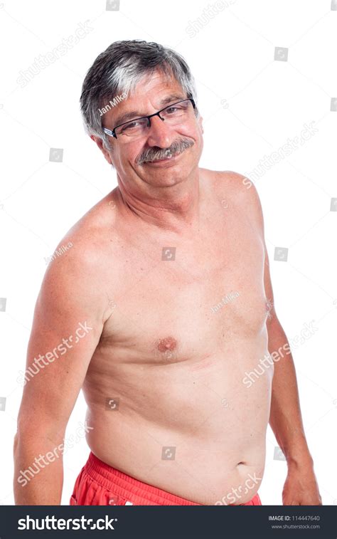 Shirtless Elderly Man
