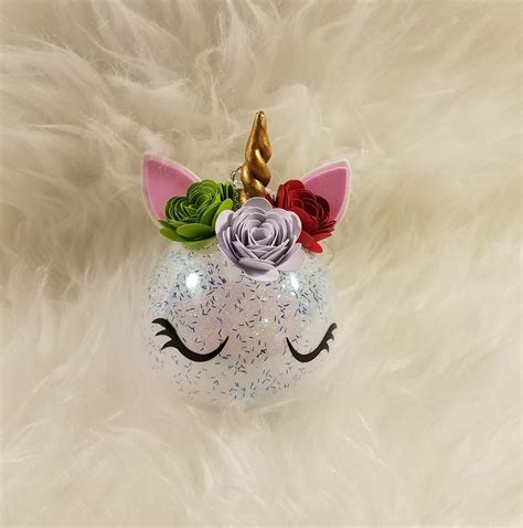 Custom Made Unicorn Ornament Personalized Unicorn Ornament Glitter