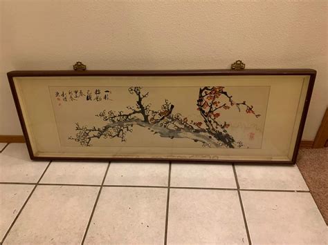 Lot 216 Long Framed Asian Art Painting With Some Water Damage