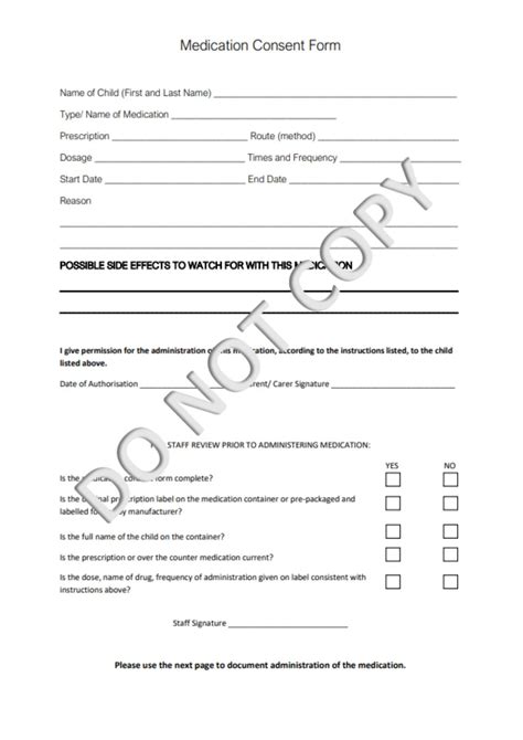 Medication Consent Form Printable Form Daycare Editable Etsy Australia