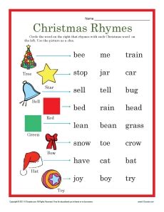 Free interactive exercises to practice online or download as pdf to print. Christmas Rhymes Worksheet for Kindergarten and 1st Grade
