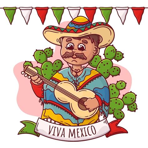 Dia De La Independencia De Mexico Dibujado A Mano Vector Gratis Images