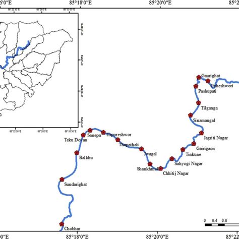 Map Of Bagmati River In Kathmandu Showing Sediment Sampling Point
