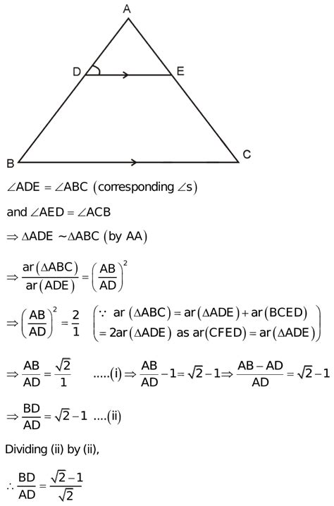 D And E Are Points On The Sides AB And AC Respectively Of ABC Such That