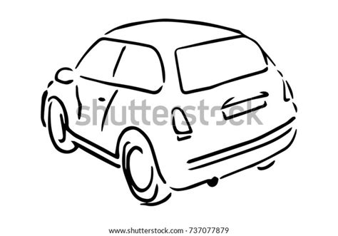 Car Back Side View Black White Stock Vector Royalty Free 737077879