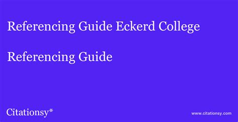 2023 Eckerd College Citation Guide Style Guide · Citationsy