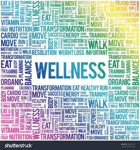 Wellness Word Cloud Fitness Sport Health เวกเตอร์สต็อก ปลอดค่า