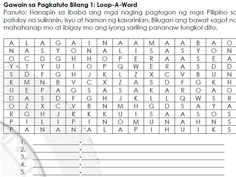 Gawain Sa Pagkatuto Bilang Esp Crossword Puzzle Grade Mobile Legends