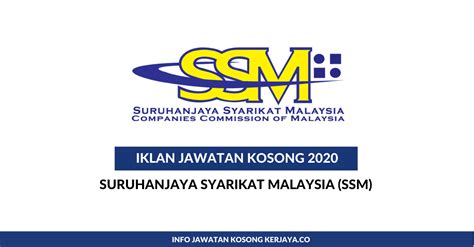 Pelanggan yang dihormati, berkuatkuasa pada 15 februari 2021, suruhanjaya syarikat malaysia (ssm) telah memperluaskan skim pendaftaran perniagaan prihatin (sppp) kepada semua usahawan dalam kumpulan b40. Jawatan Kosong Terkini Suruhanjaya Syarikat Malaysia (SSM ...