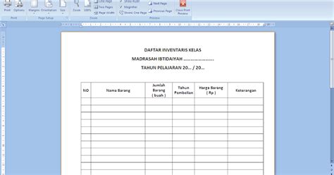 Download Format Daftar Inventaris Kelas
