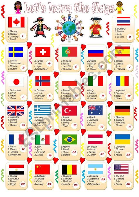 Let´s Learn The Flags Esl Worksheet By Sawer