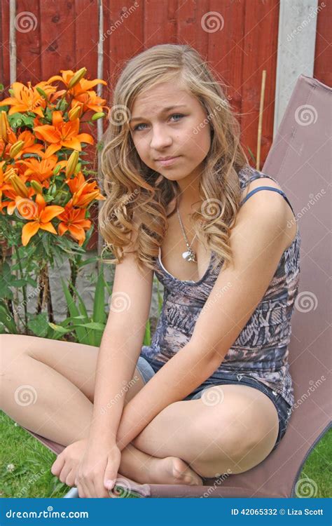 Teenage Girl Stock Photo Image Of Brunette Jeans Home