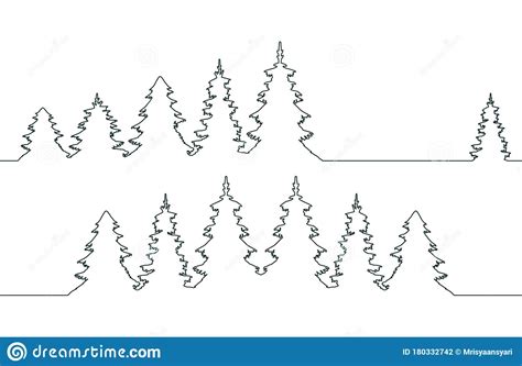 Pine Tree Line Clipart Stock Vector Illustration Of Collections