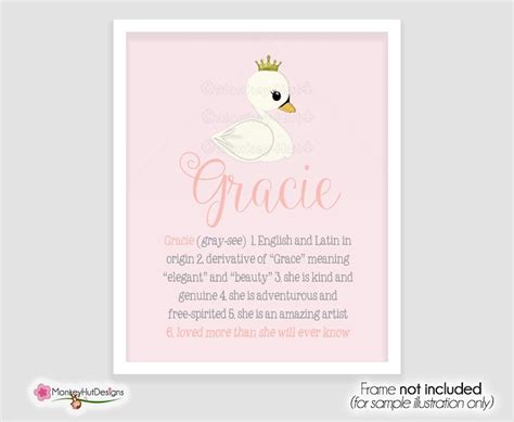 Gracie Personalized Custom Name Meaning Definition Wall Art Etsy