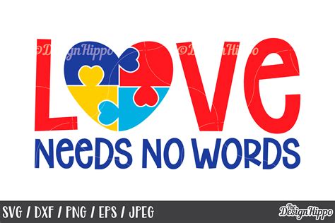 Autism Awareness, Love Needs No Words, Puzzle Piece, SVG DXF (214597