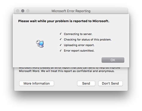 Microsoft Error Reporting Screen Jeff Thompson