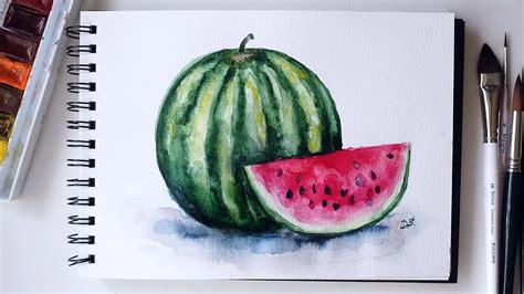 How To Paint A Watermelon Watercolor Sketchbook Series Youtube